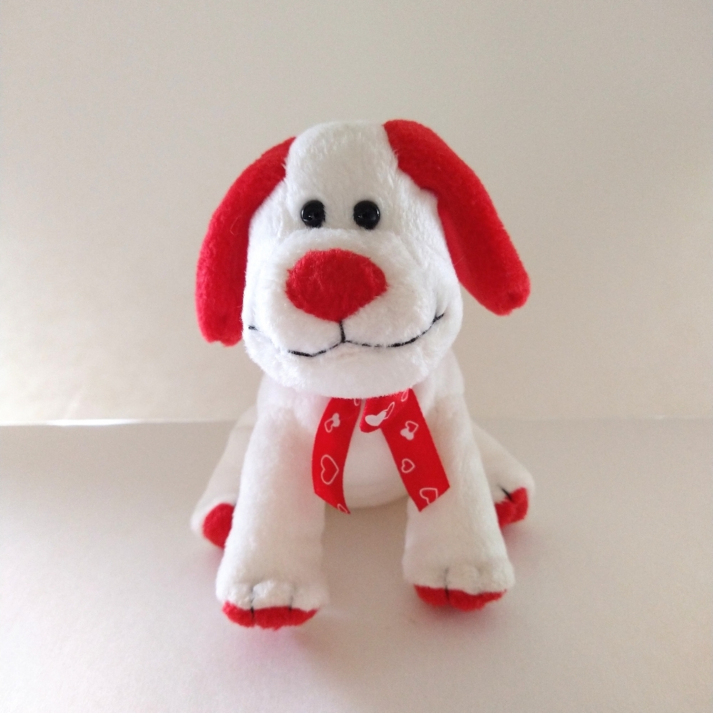 Ty Beanie Babies Heartbeat Red and White Dog 6" Valentine's Day Plush